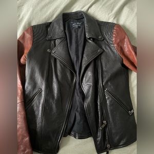 Perfect condition solid leather women’s Armani jacket size 6